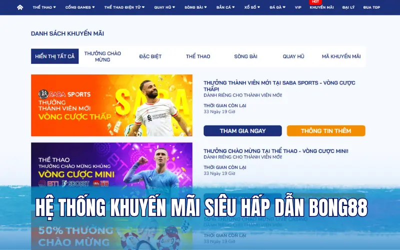 Hệ thống khuyến mãi siêu hấp dẫn của nhà cái Bong88